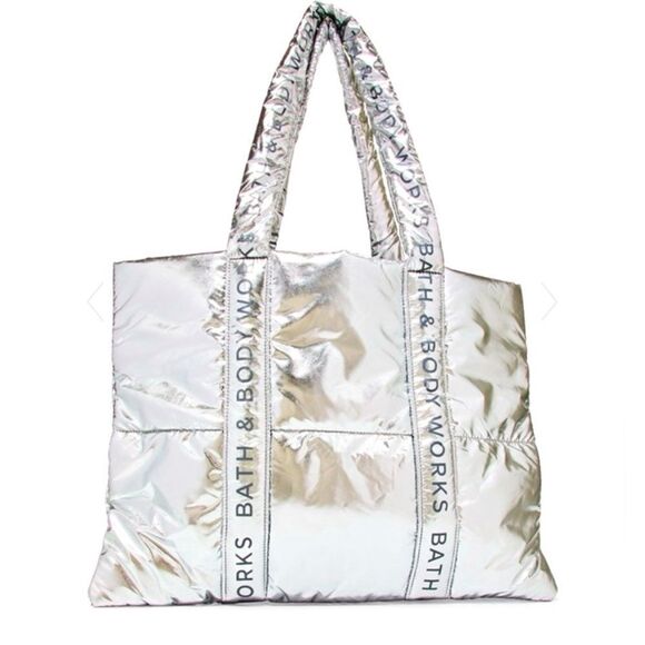 Bath & Body Works Handbags - Bath & Body Works Silver Tote Bag